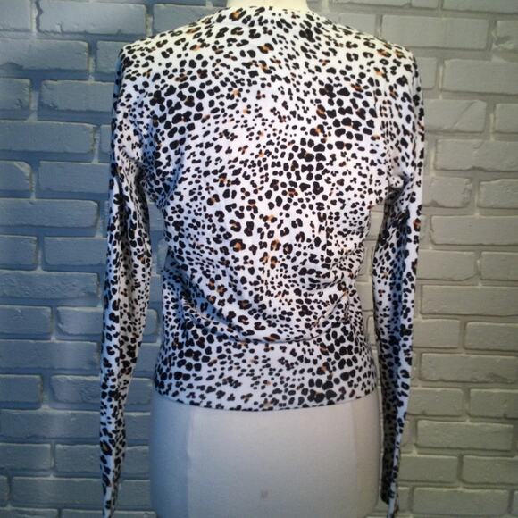 New Sanctuary Leopard Print Faux Wrap Sweater S - Picture 5 of 9
